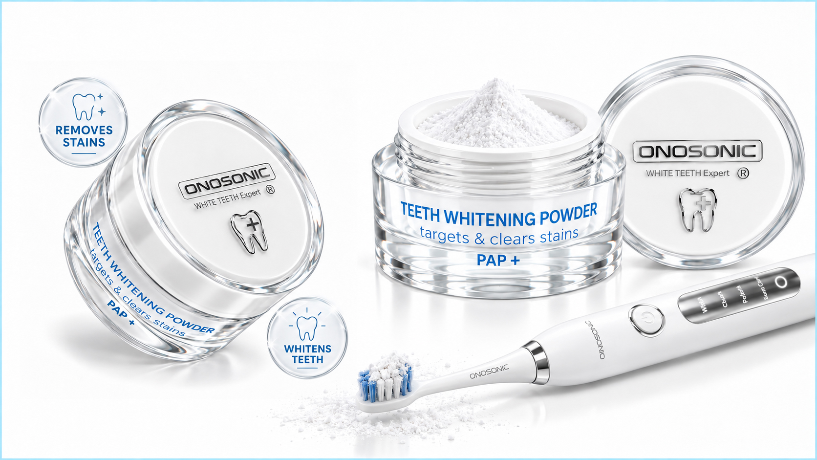 Achieve a Brighter Smile: Combo of DX-1 Toothbrush and Whitening Powder – ONOSONIC WHITE TEETH Expert® Achieve a Brighter Smile: Combo of DX-1 Toothbrush and Whitening Powder
